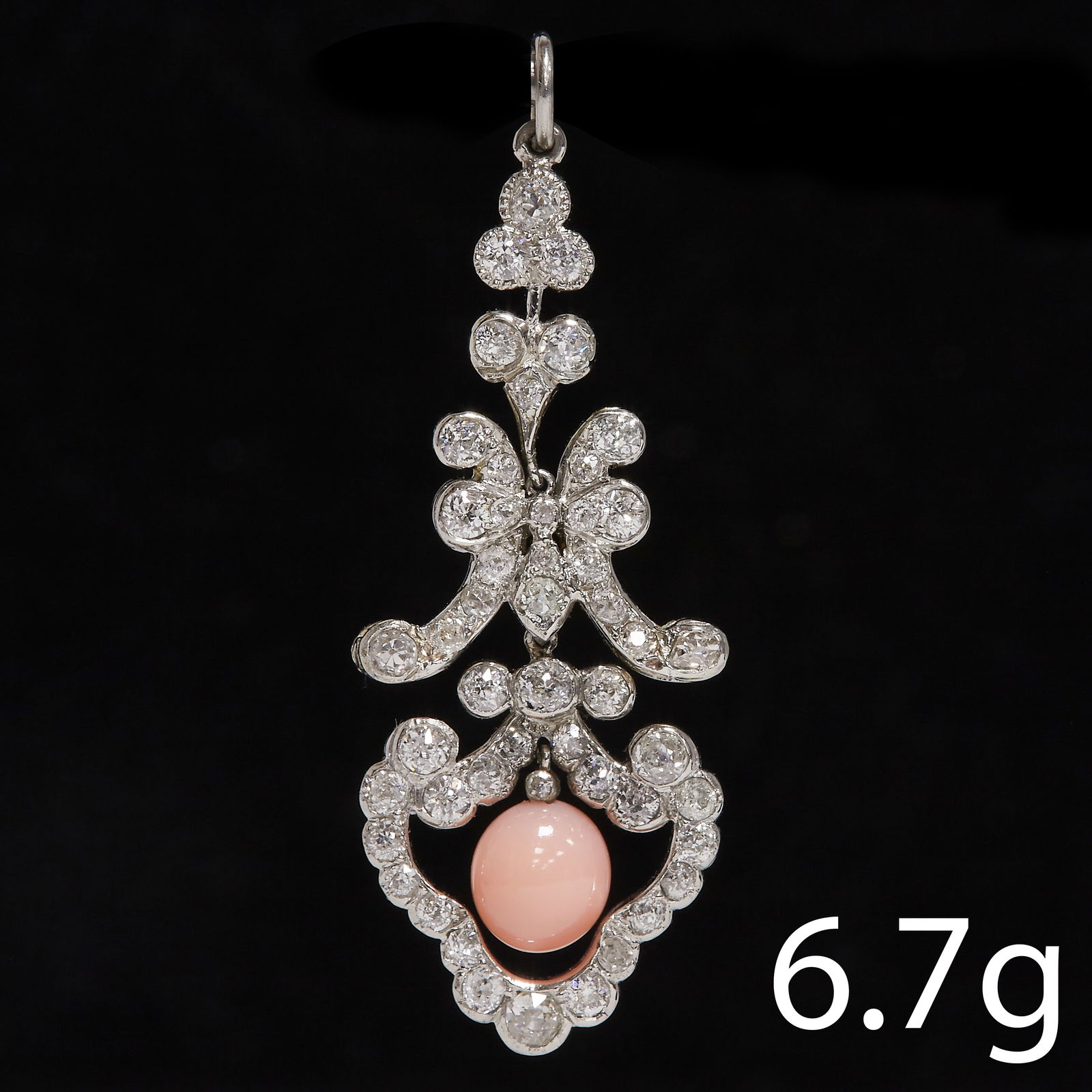 FINE AND UNUSUAL CONCH PEARL AND DOUBLE SIDED DIAMOND PENDANT (1 of 1)