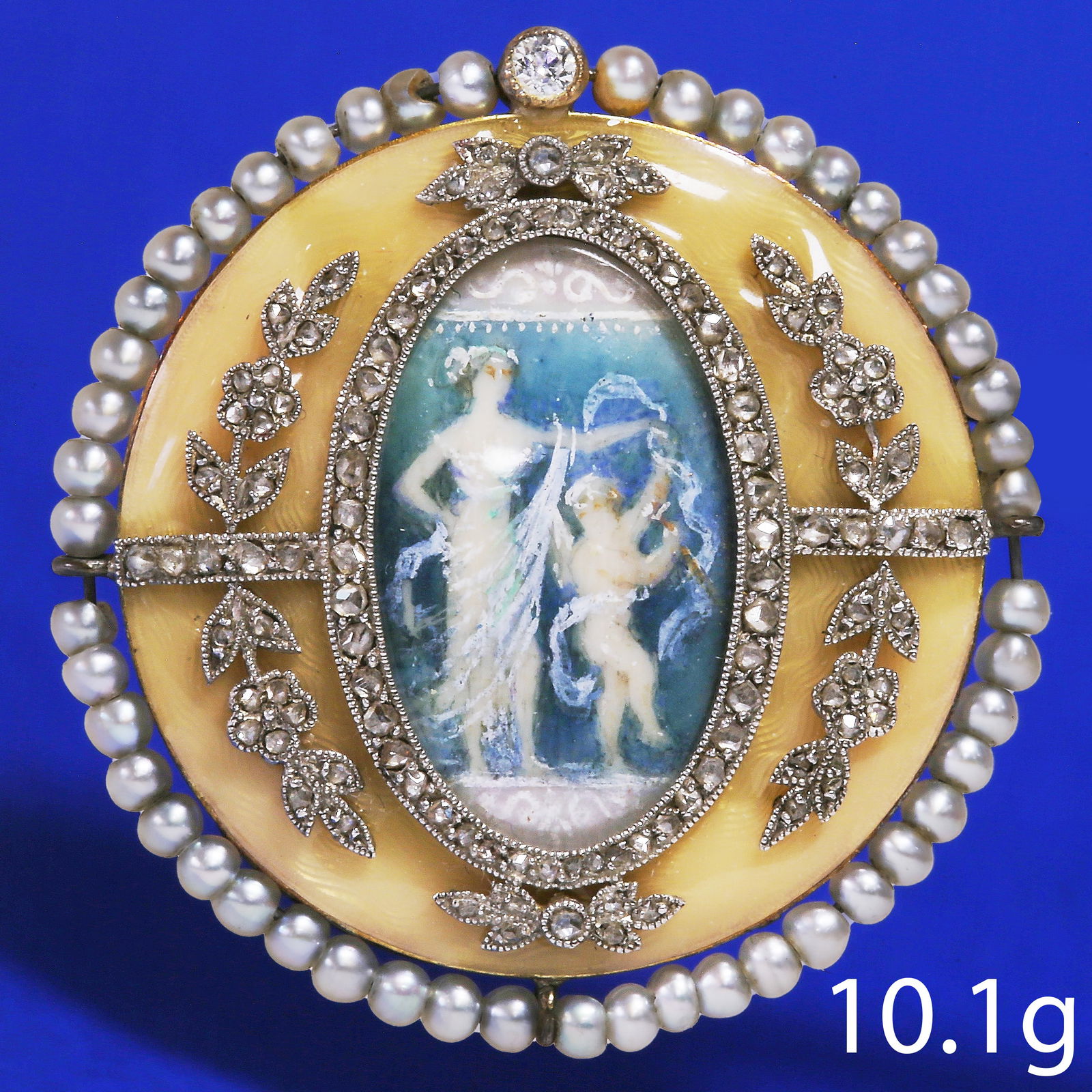 BELLE EPOQUE PEARL ENAMEL AND DIAMOND PENDANT/BROOCH (1 of 1)
