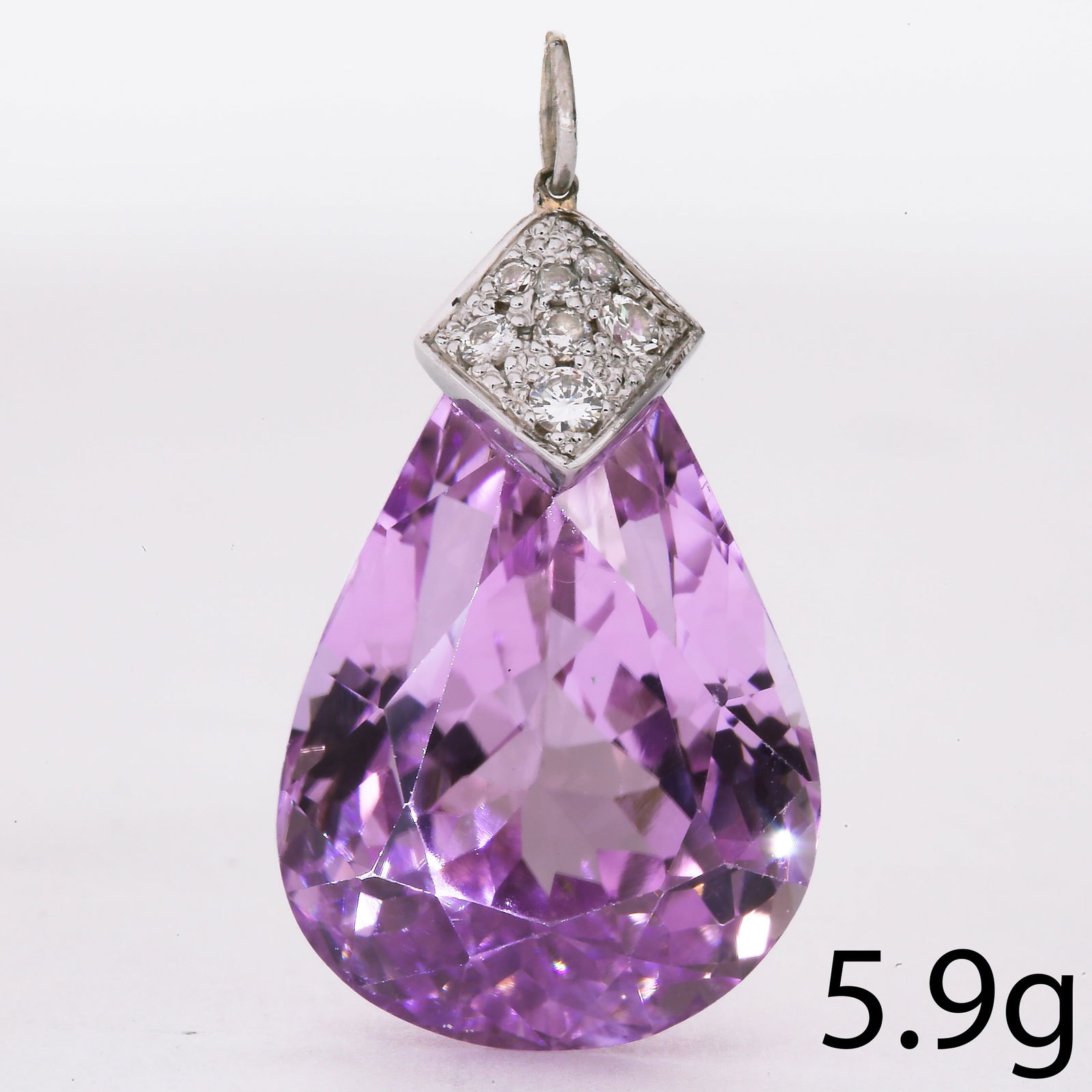 KUNZITE AND DIAMOND PENDANT (1 of 1)