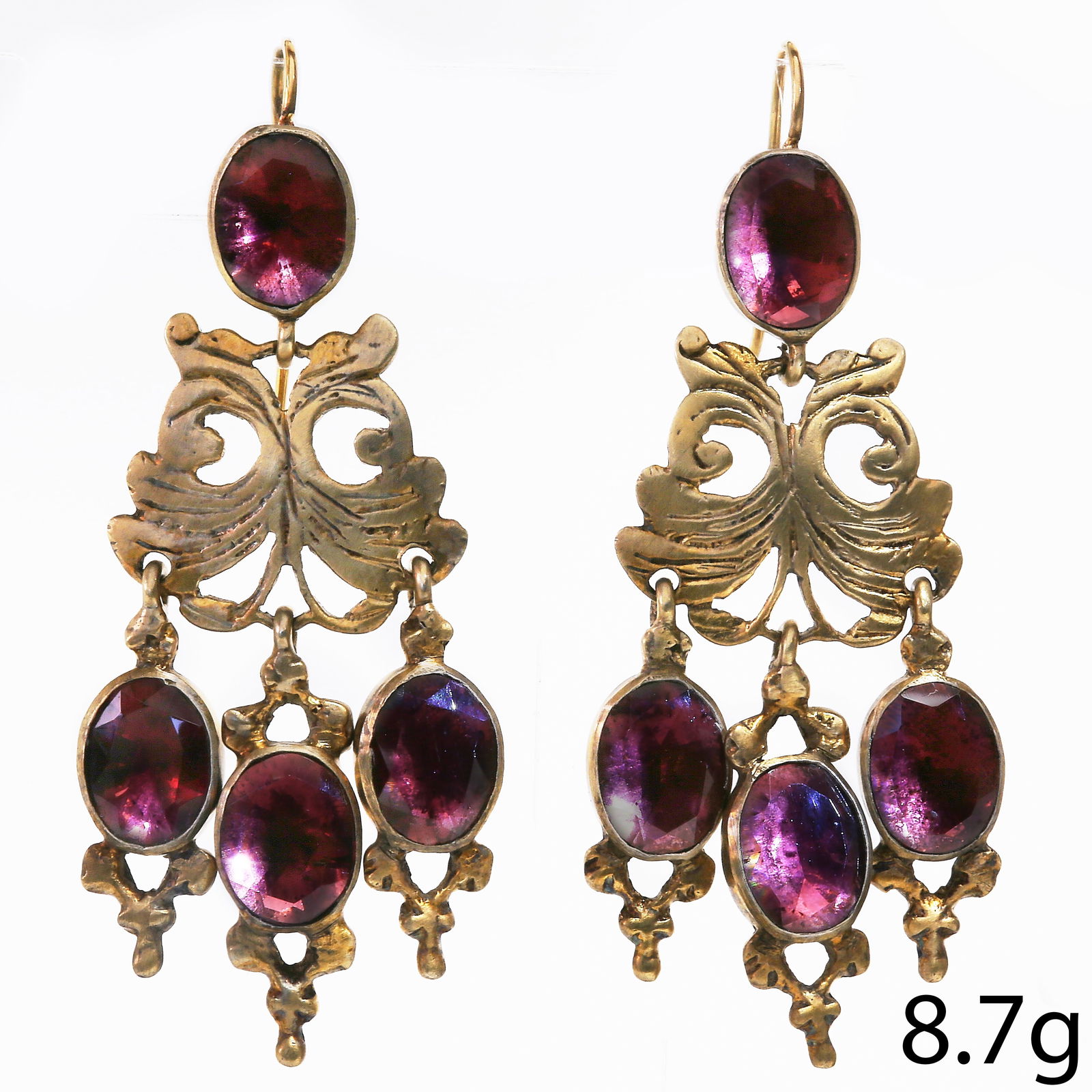 PAIR OF ANTIQUE GARNET EARRINGS (1 of 1)