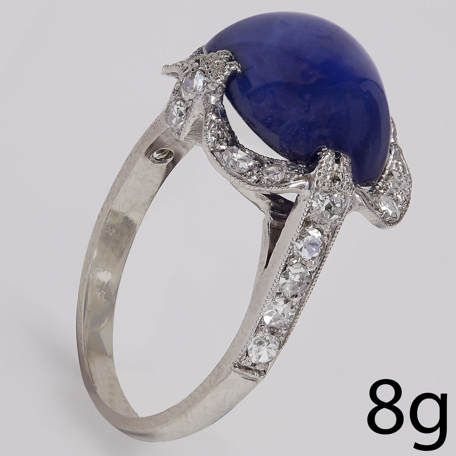 ART-DECO SUGAR LOAF SAPPHIRE AND DIAMOND CLUSTER RING (1 of 1)