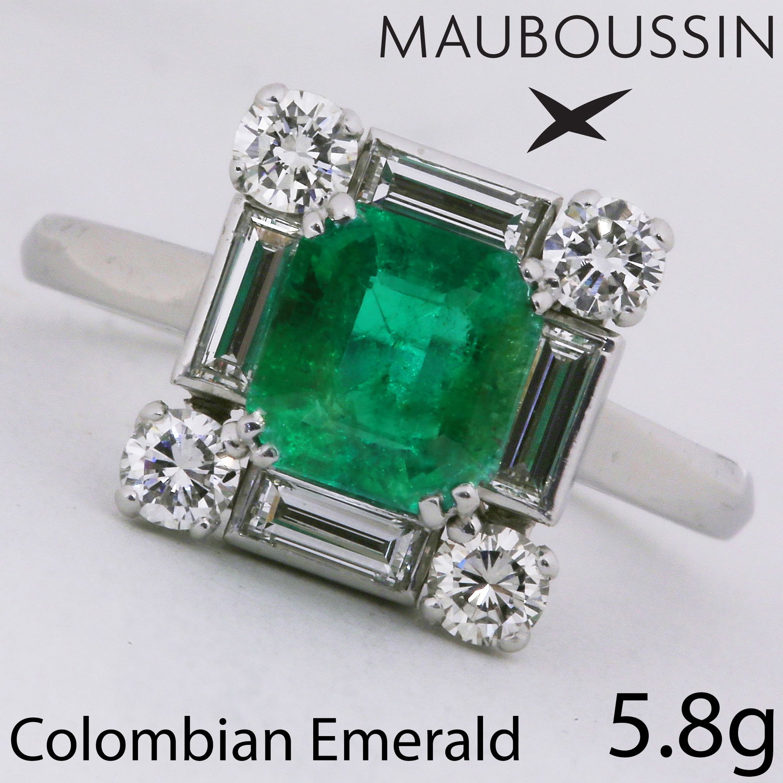 MAUBOUSSIN, COLOMBIAN EMERALD AND DIAMOND RING (1 of 1)