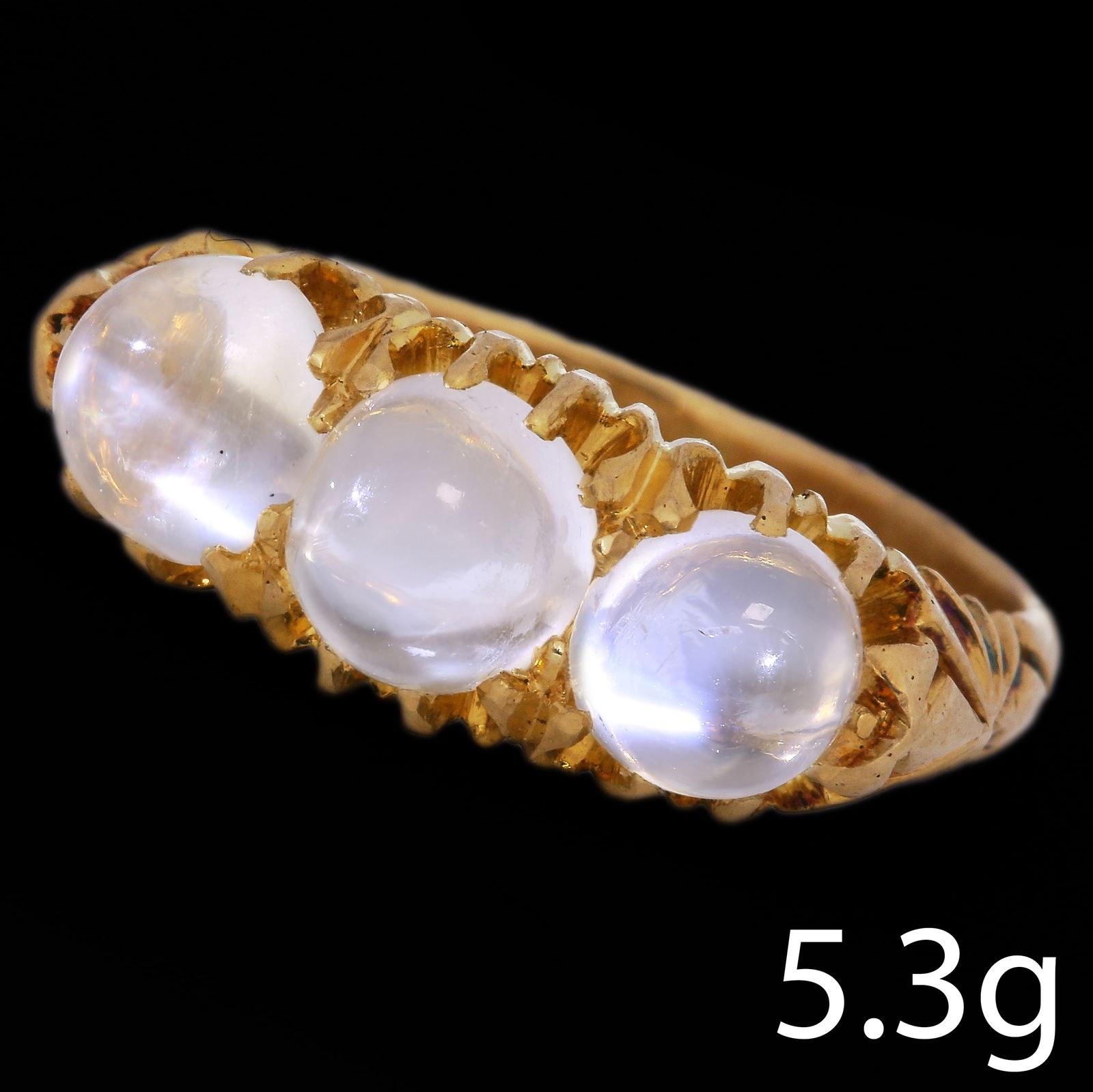 ANTIQUE MOONSTONE 3-STONE RING (1 of 1)