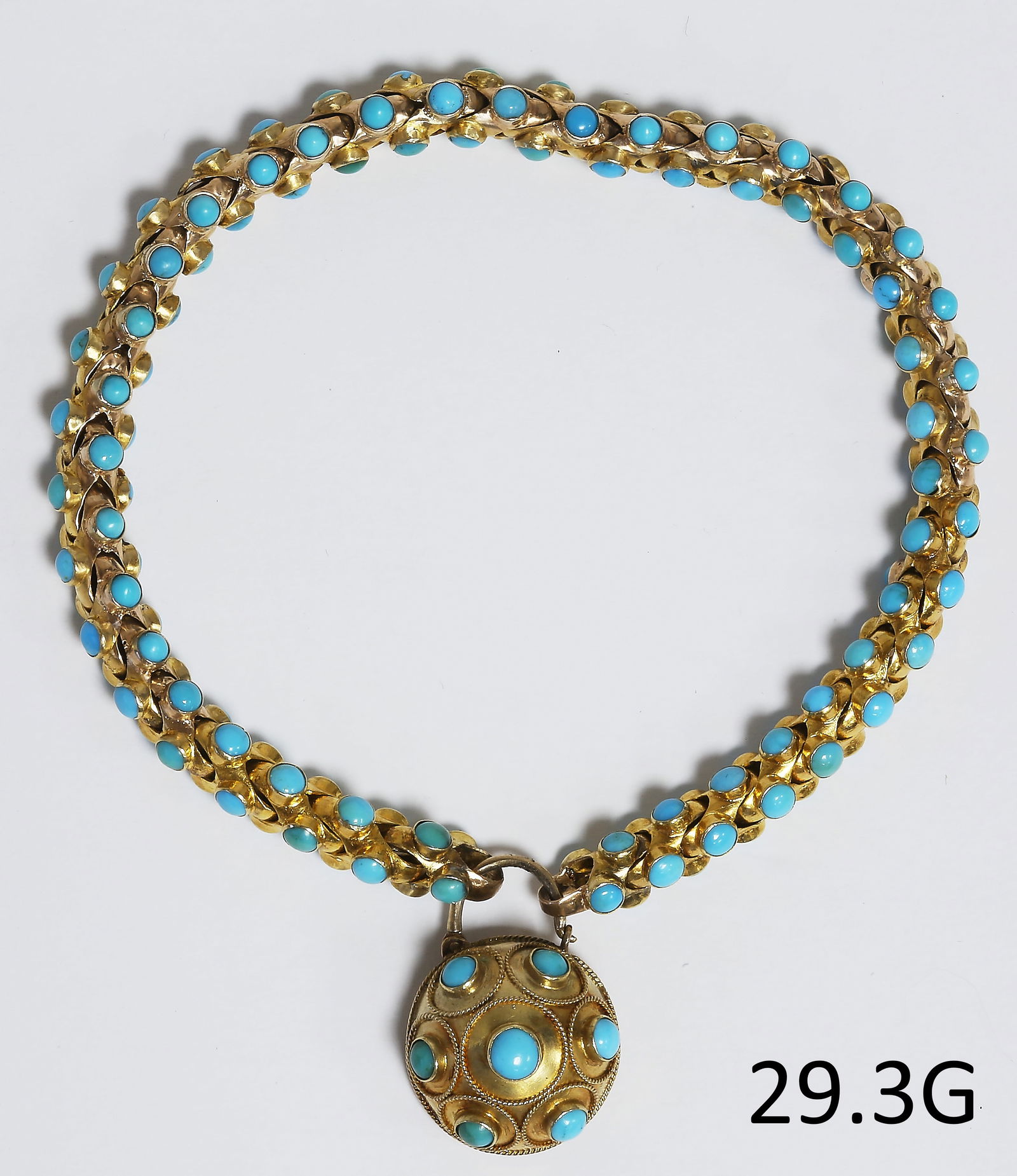VICTORIAN TURQUOISE BRACELET WITH BALL PADLOCK CLASP (1 of 1)