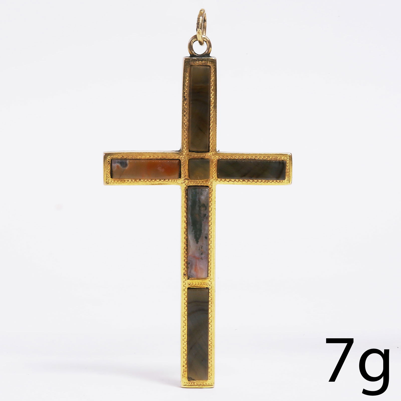 VICTORIAN SCOTTISH AGATE GOLD CROSS PENDANT (1 of 1)