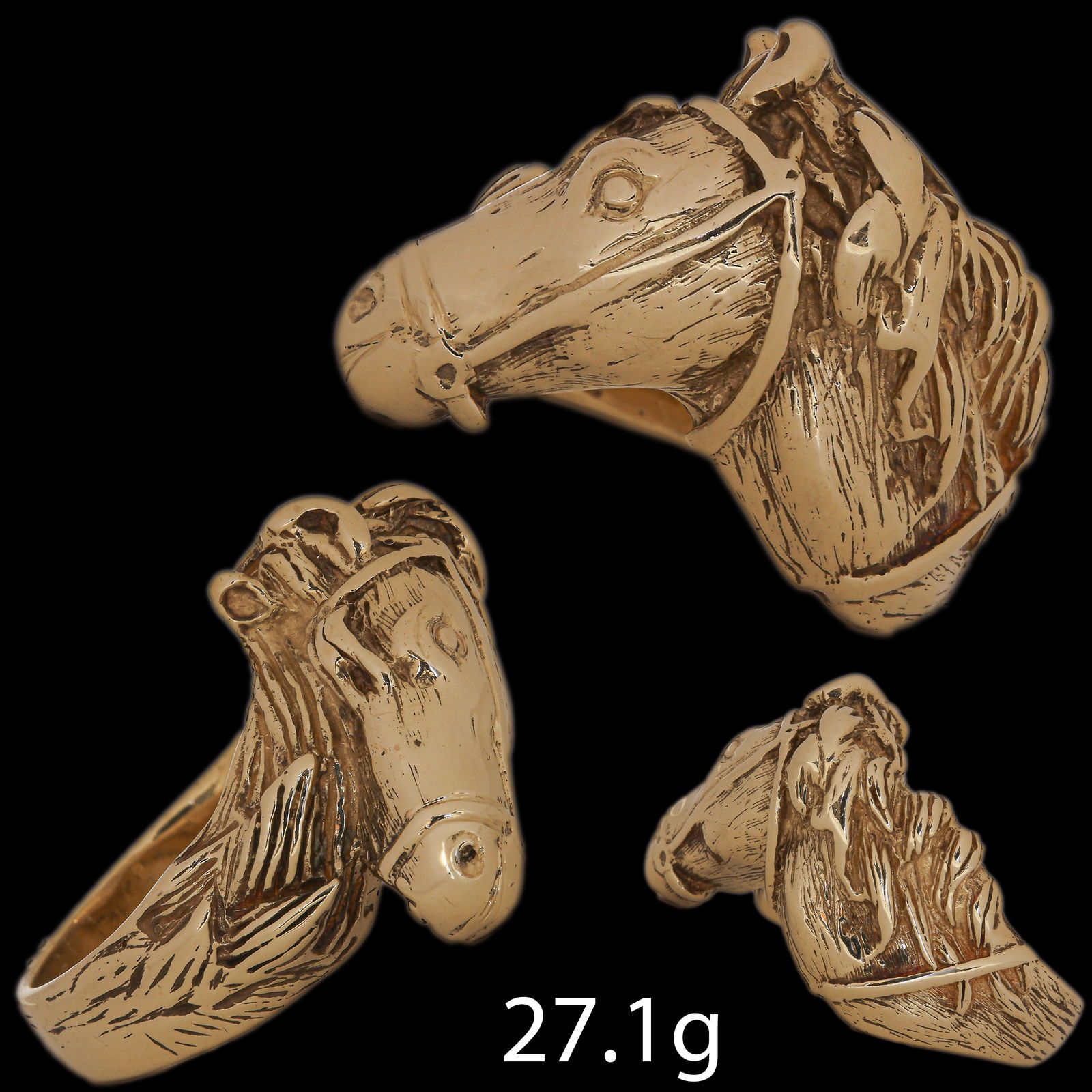 UNUSUAL HORSE GOLD RING (1 of 4)