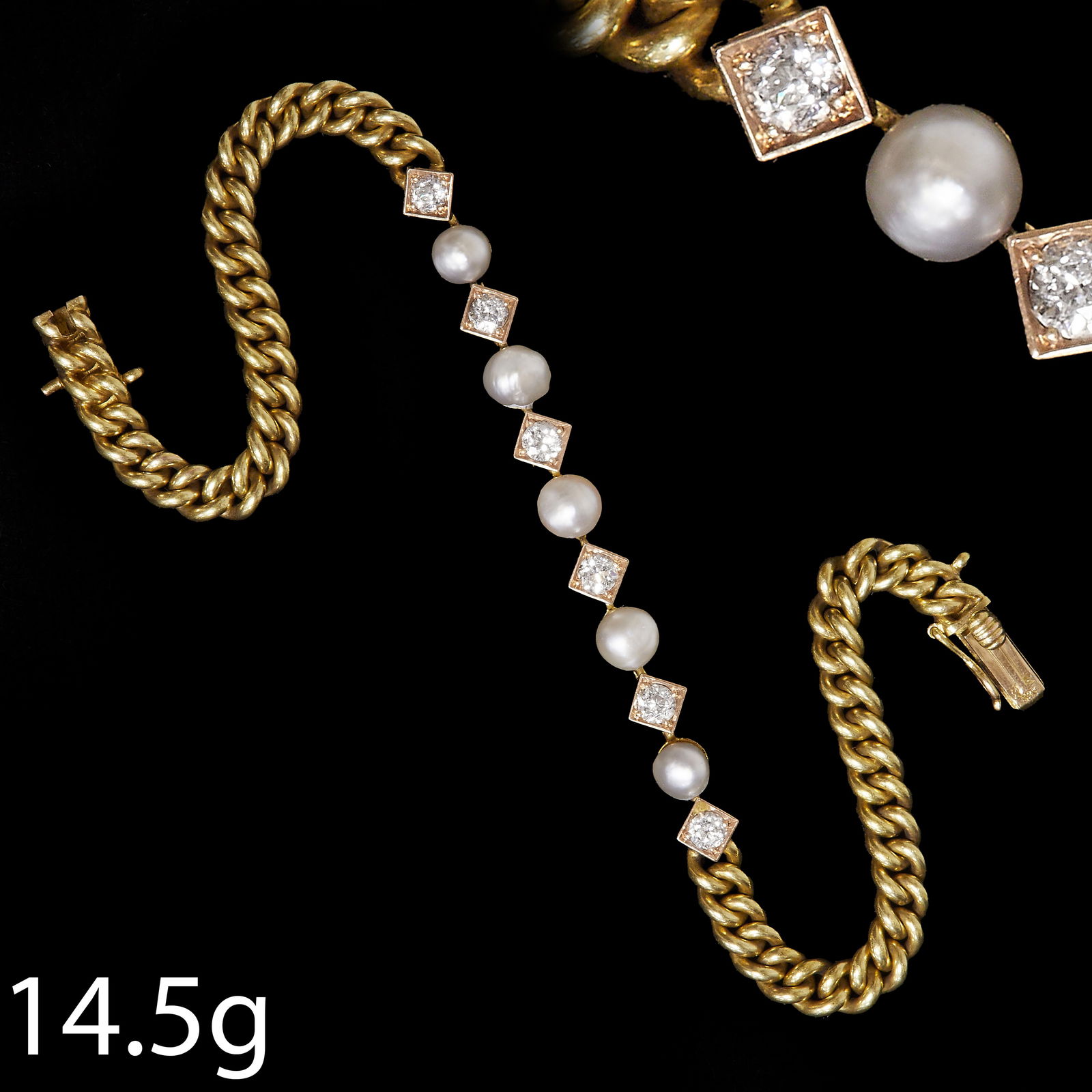 ANTIQUE PEARL AND DIAMOND BRACELET (1 of 1)