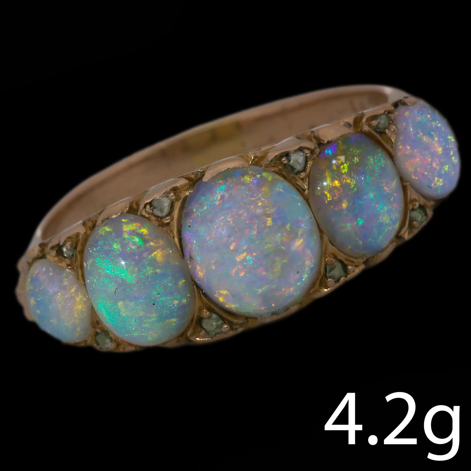 OPAL AND DIAMOND 5-STONE RING (1 of 1)