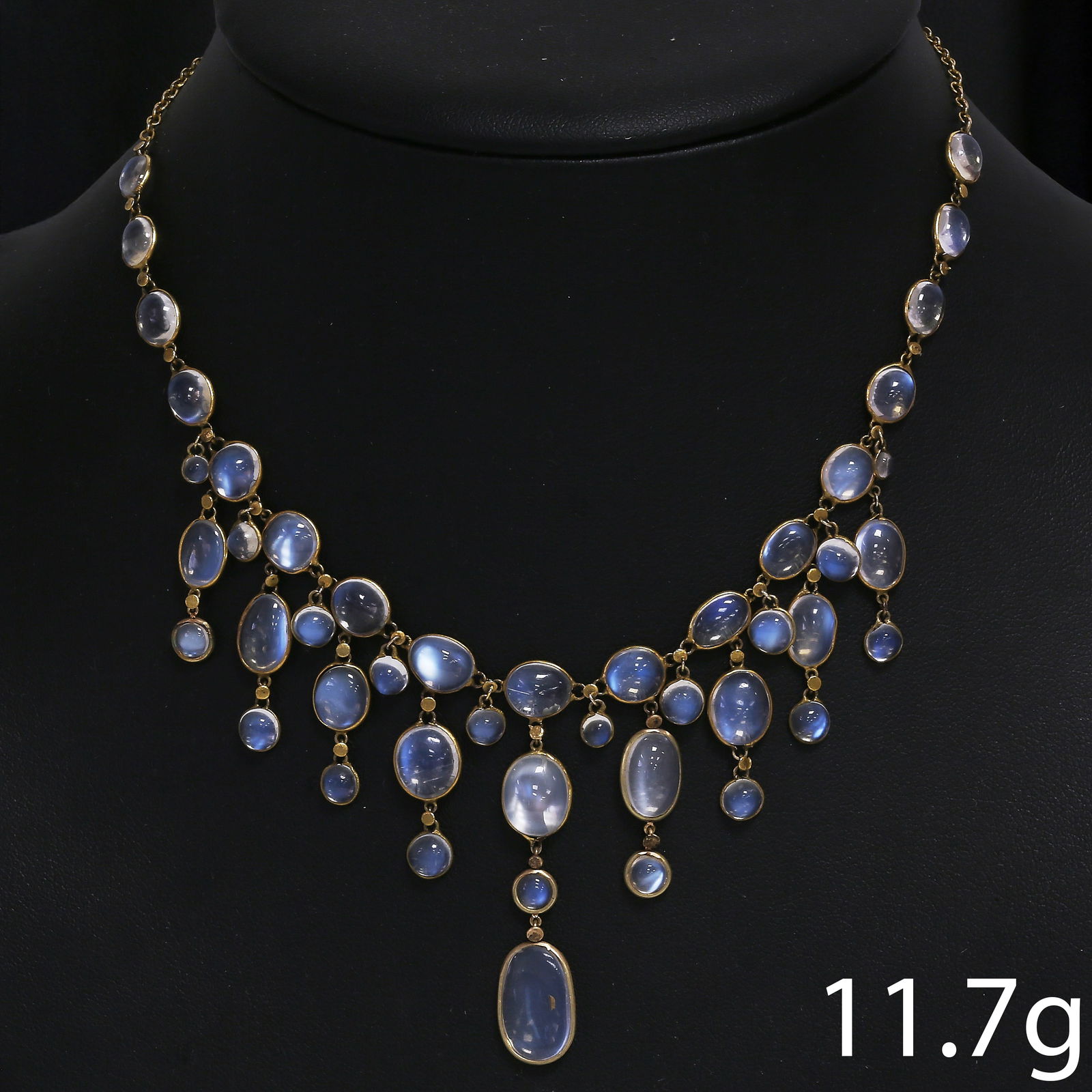 FINE ANTIQUE MOONSTONE GOLD NECKLACE (1 of 1)