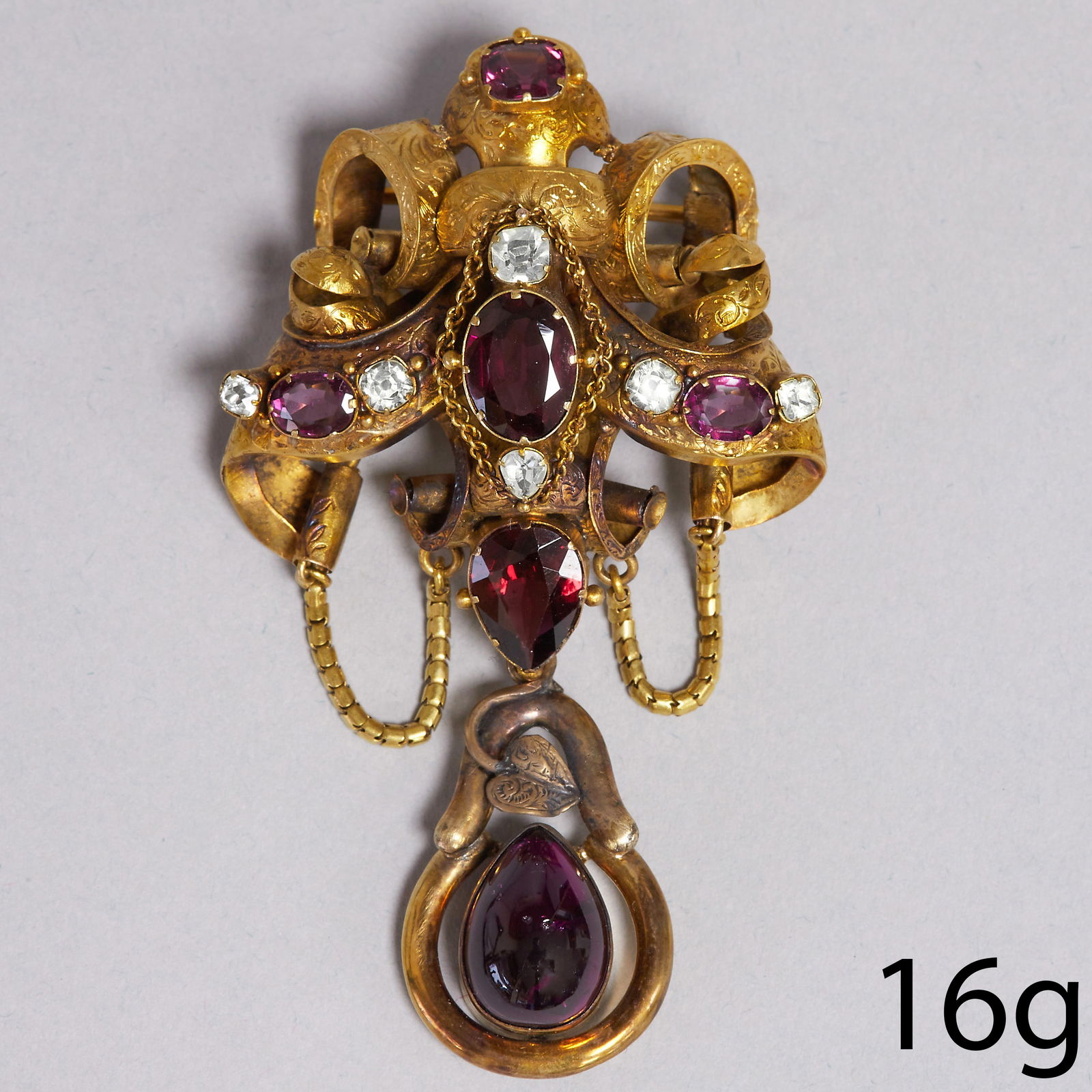 LARGE VICTORIAN GARNET AND CRYSOBERYL BROOCH (1 of 1)