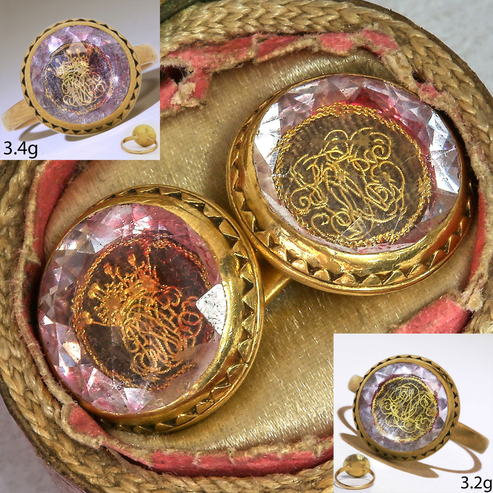 RARE PAIR OF STUART CRYSTAL RINGS (1 of 3)