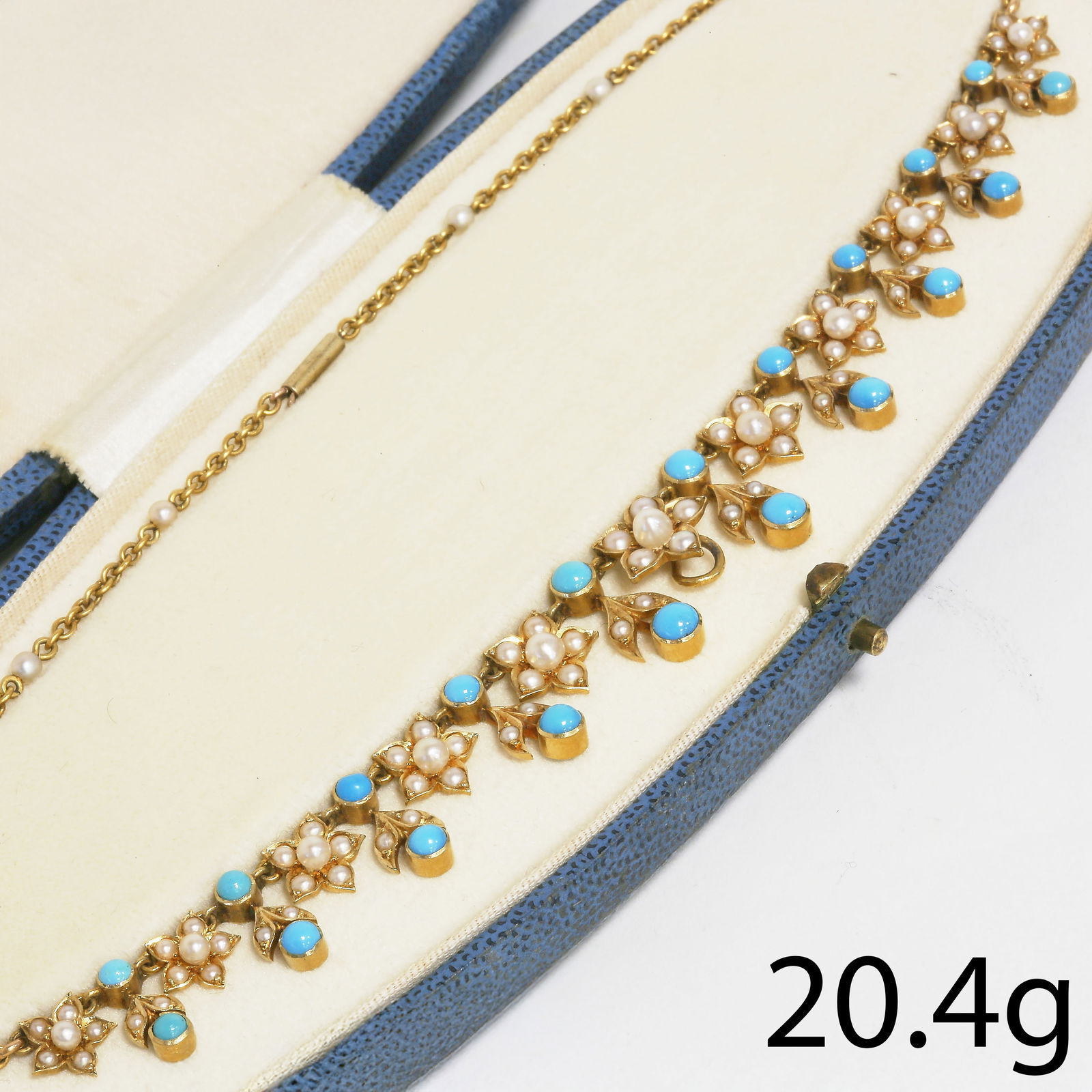 VICTORIAN TURQUOISE AND PEARL NECKLACE (1 of 1)