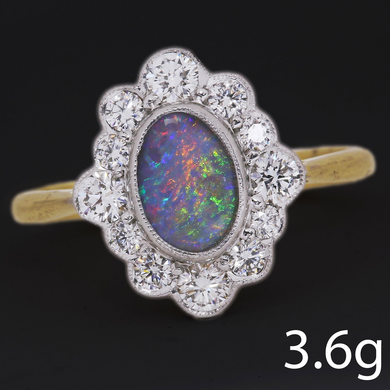 BLACK OPAL AND DIAMOND CLUSTER RING (1 of 1)