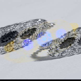 ANTIQUE SAPPHIRE AND DIAMOND RING: ANTIQUE SAPPHIRE AND DIAMOND RING high carat gold and platinum vibrant matching sapphires bright lively diamonds size P