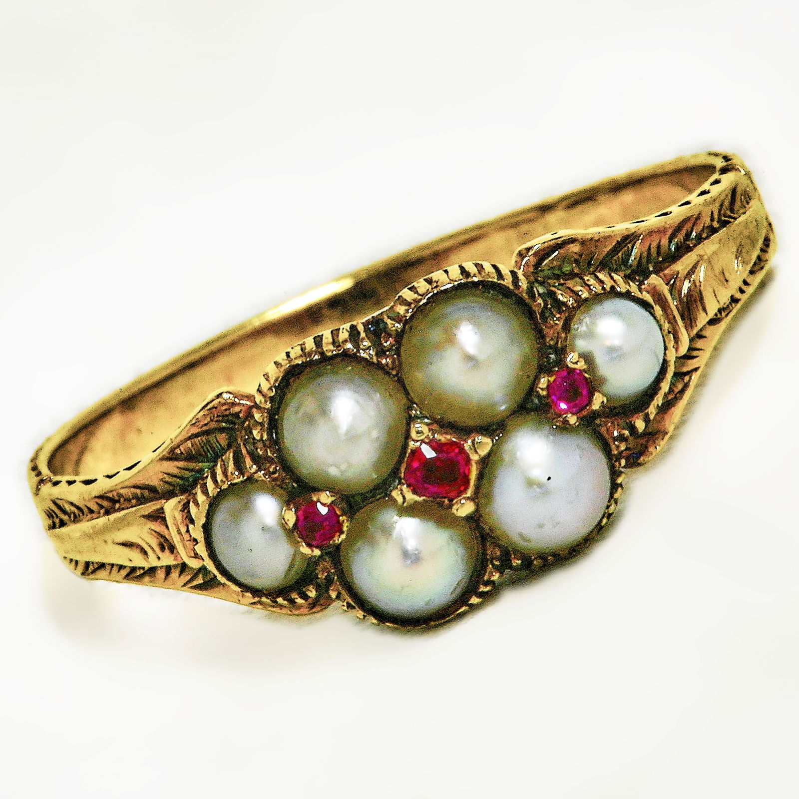 VICTORIAN PEARL AND RUBY RING (1 of 1)