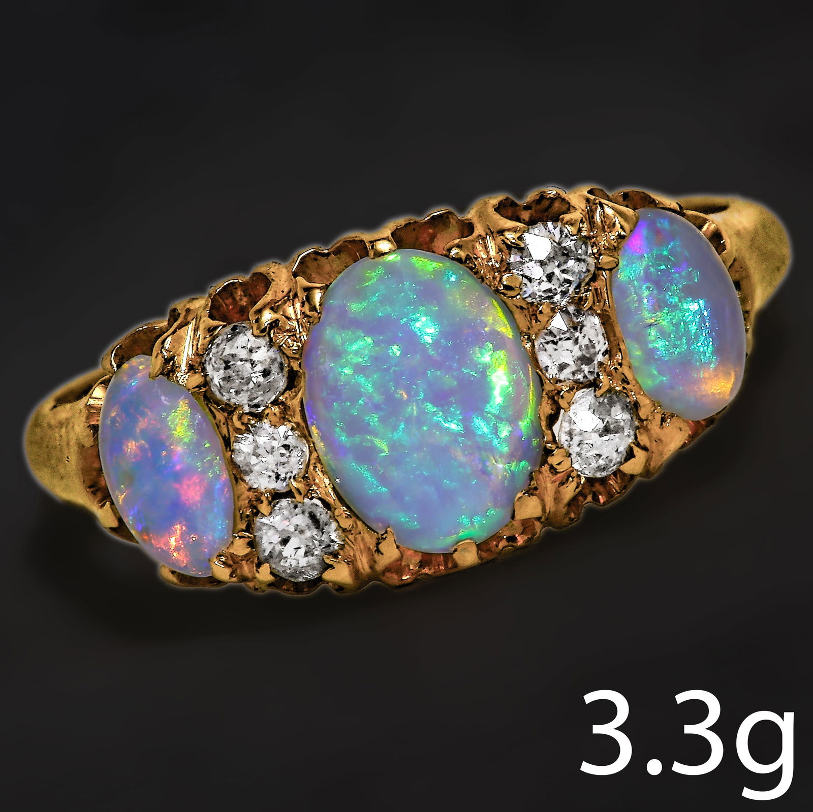 ANTIQUE OPAL AND DIAMOND RING (1 of 1)