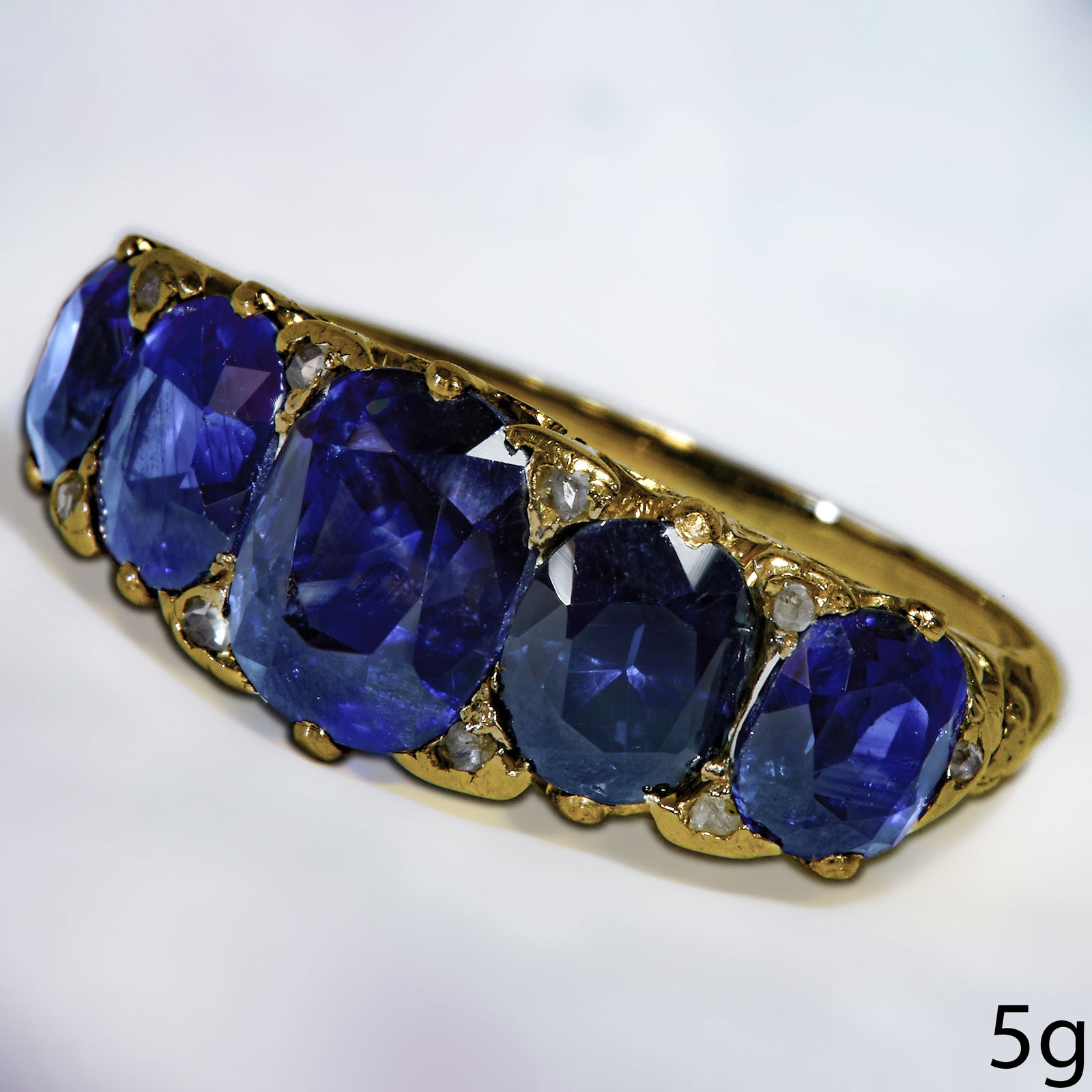 SAPPHIRE AND DIAMOND 5-STONE RING (1 of 1)