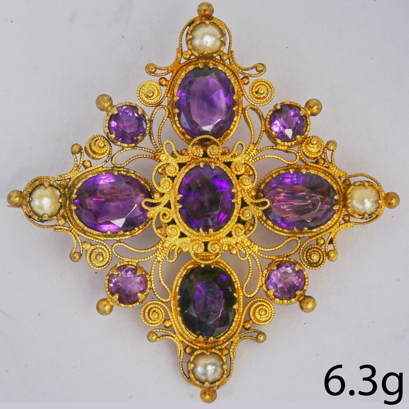 GEORGIAN AMETHYST AND PEARL BROOCH (1 of 1)