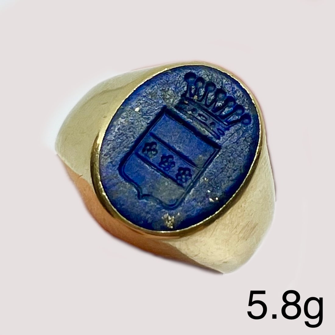 LAPIS LAZULI INTAGLIO GOLD SIGNET RING (1 of 1)