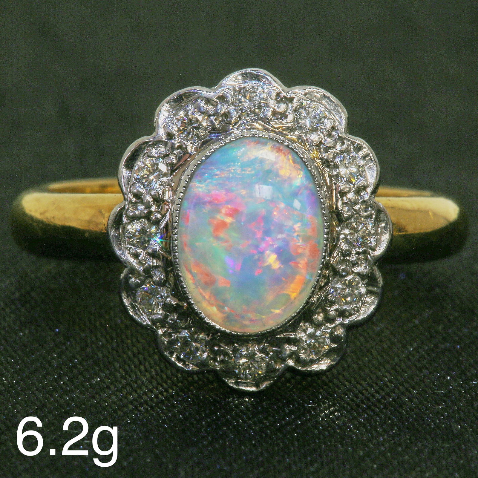 OPAL AND DIAMOND CLUSTER RING (1 of 1)