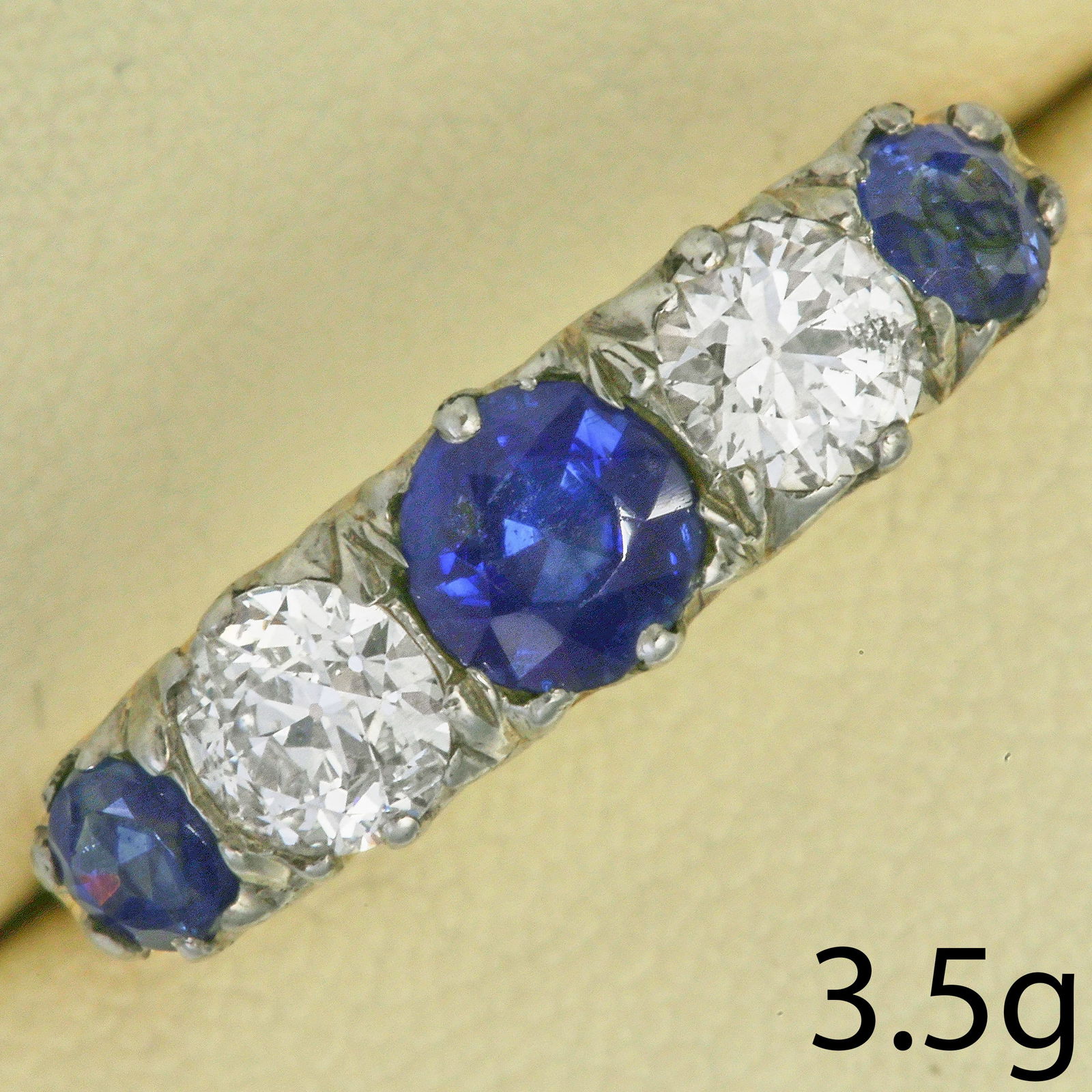 SAPPHIRE AND DIAMOND 5-STONE RING (1 of 1)