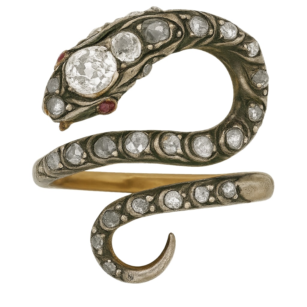 FINE AND RARE ANTIQUE AND RUBY SNAKE RING (1 of 1)