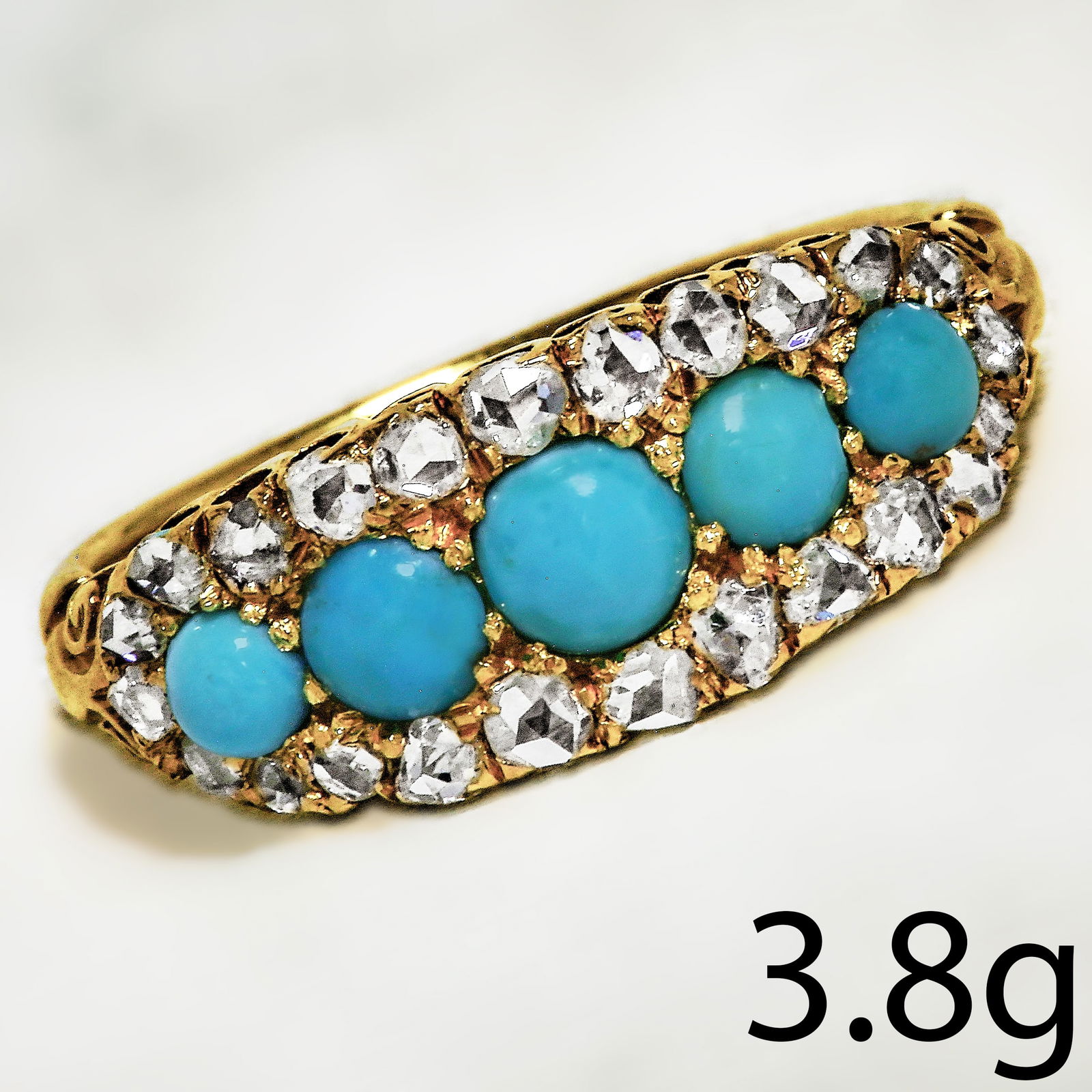 ANTIQUE TURQUOISE AND DIAMOND RING (1 of 1)
