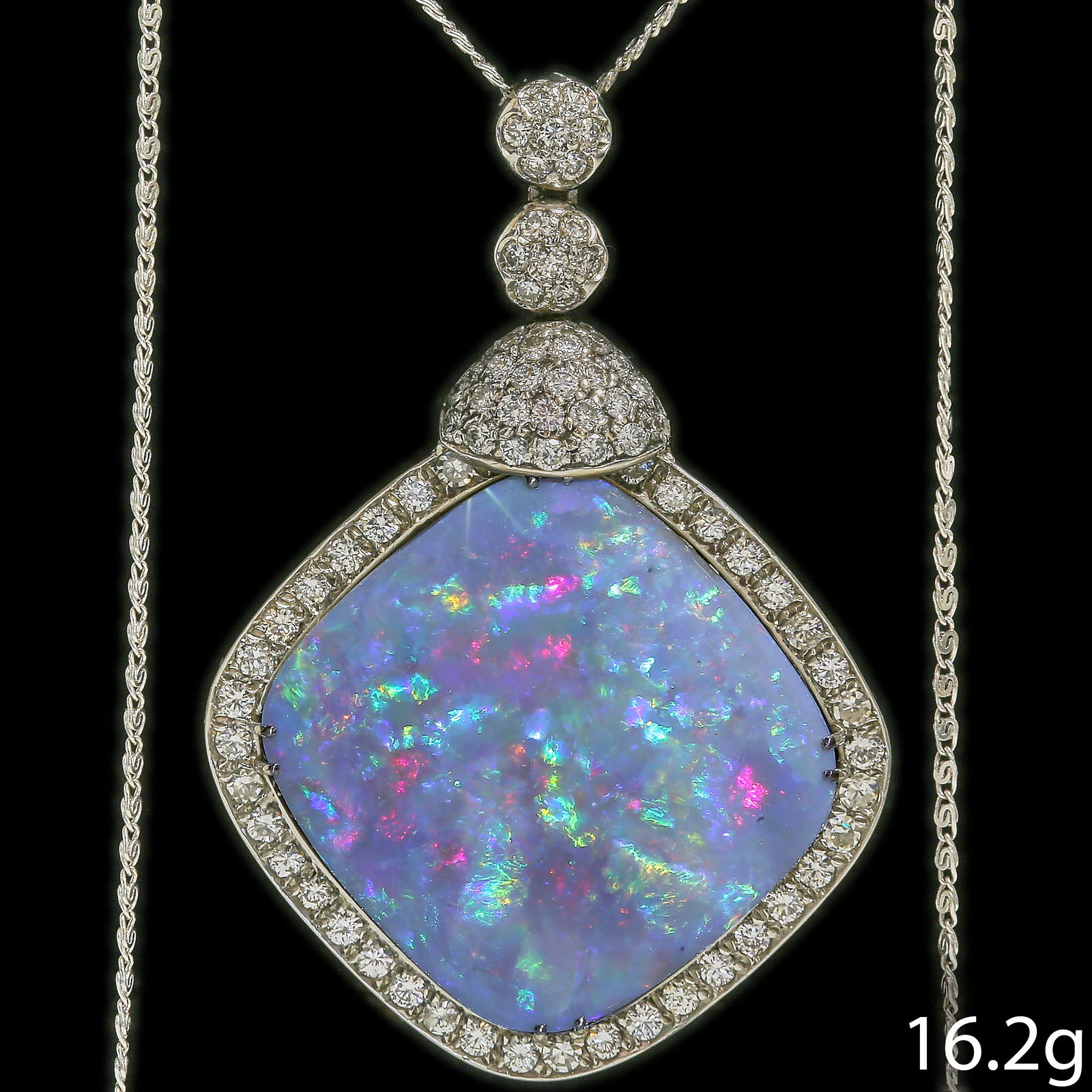 FINE OPAL AND DIAMOND PENDANT NECKLACE (1 of 1)