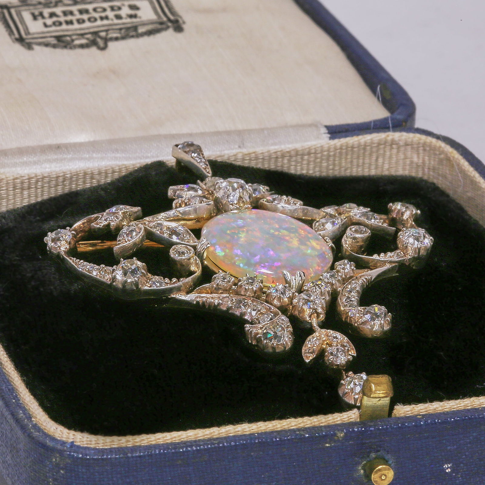 FINE BELLE EPOQUE OPAL AND DIAMOND BROOCH/PENDANT (1 of 1)