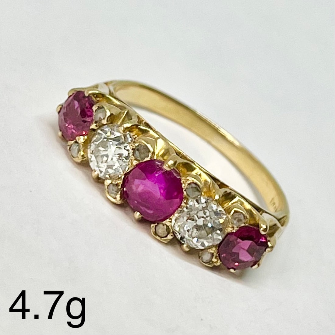 RUBY AND DIAMOND 5-STONE RING (1 of 1)