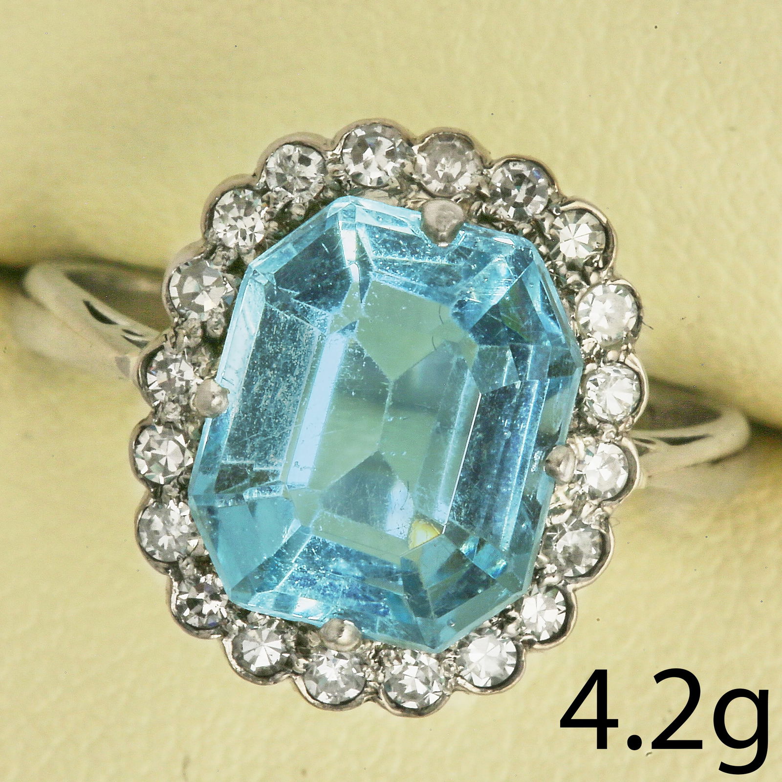 AQUAMARINE AND DIAMOND CLUSTER RING (1 of 1)