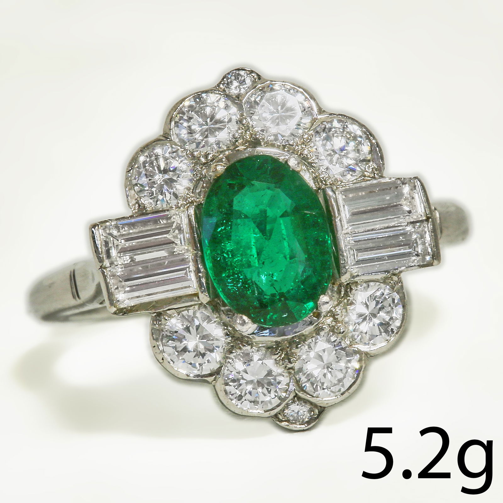 EMERALD AND DIAMOND CLUSTER RING (1 of 1)