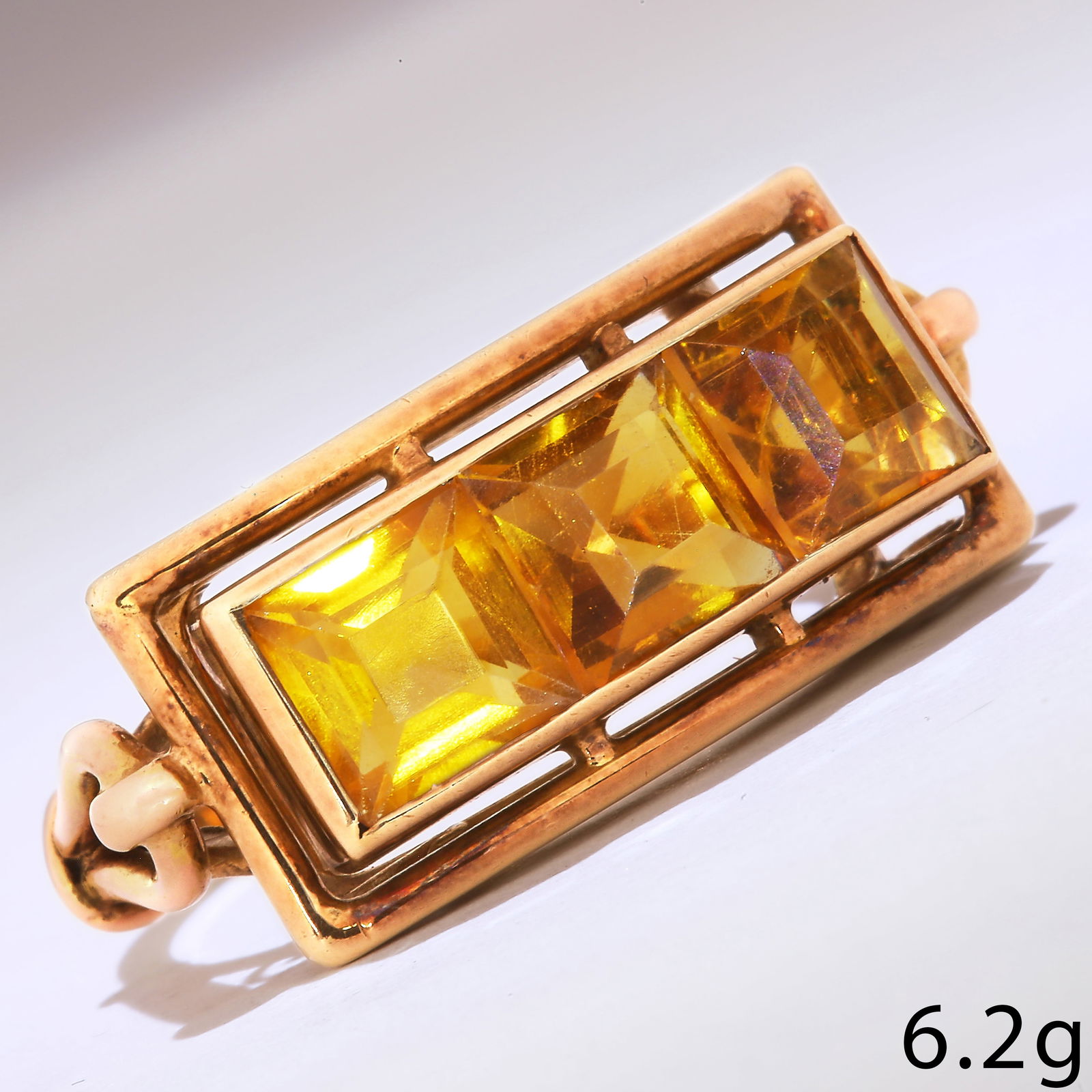 RETRO 3-STONE CITRINE RING (1 of 1)