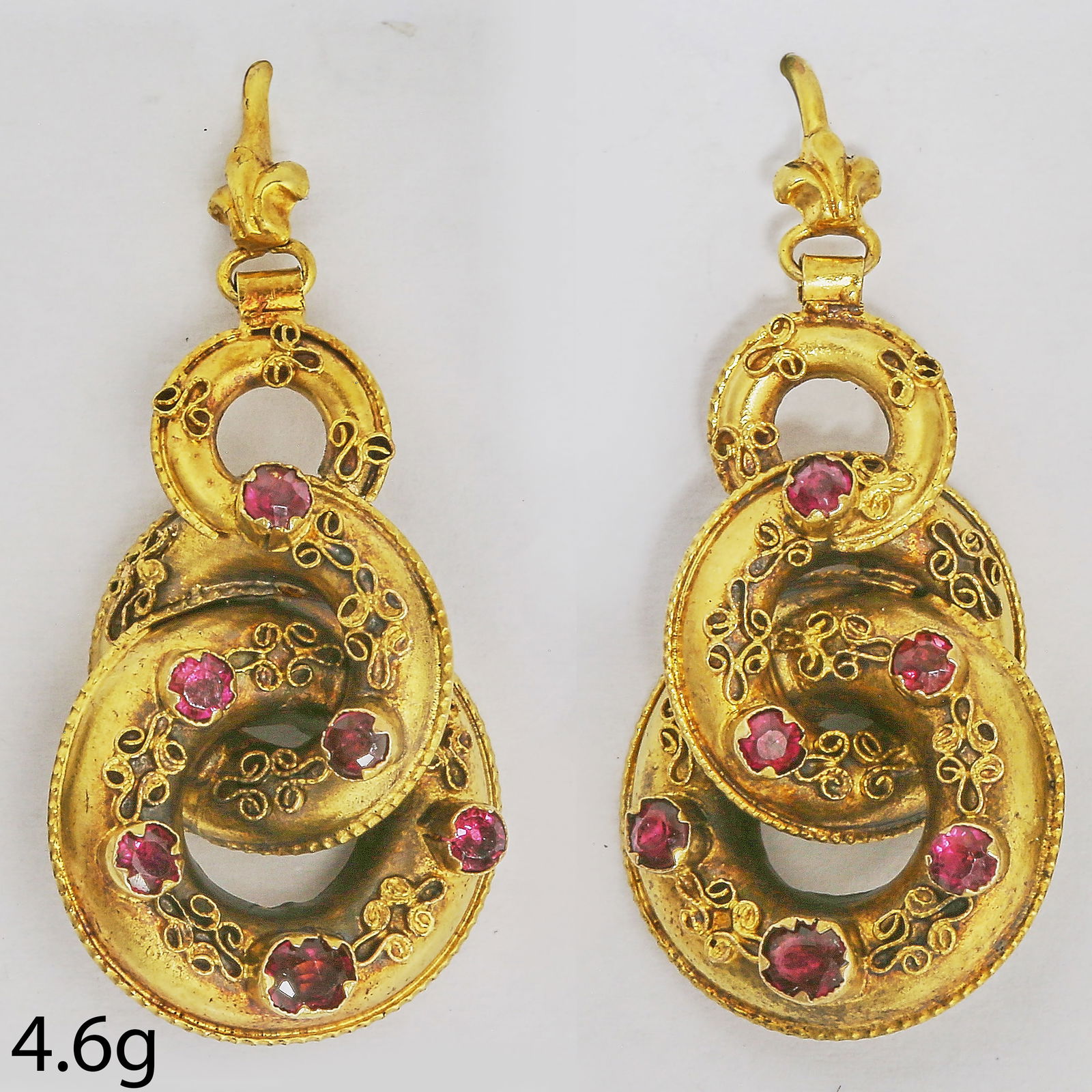 VICTORIAN GOLD AND GARNET PENDANT EARRINGS (1 of 1)