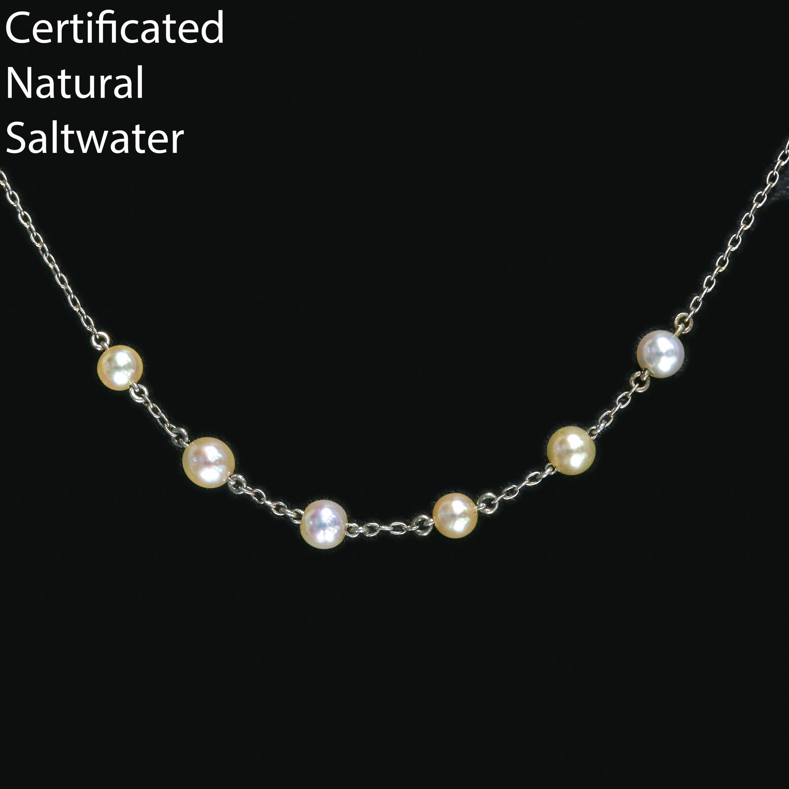 CERTIFICATED NATURAL SALTWATER PEARL NECKLACE: CERTIFICATED NATURAL SALTWATER PEARL NECKLACE natural pearls, well matchedwith good lustre L 40 cm2.5 grams for certificate details, see photos