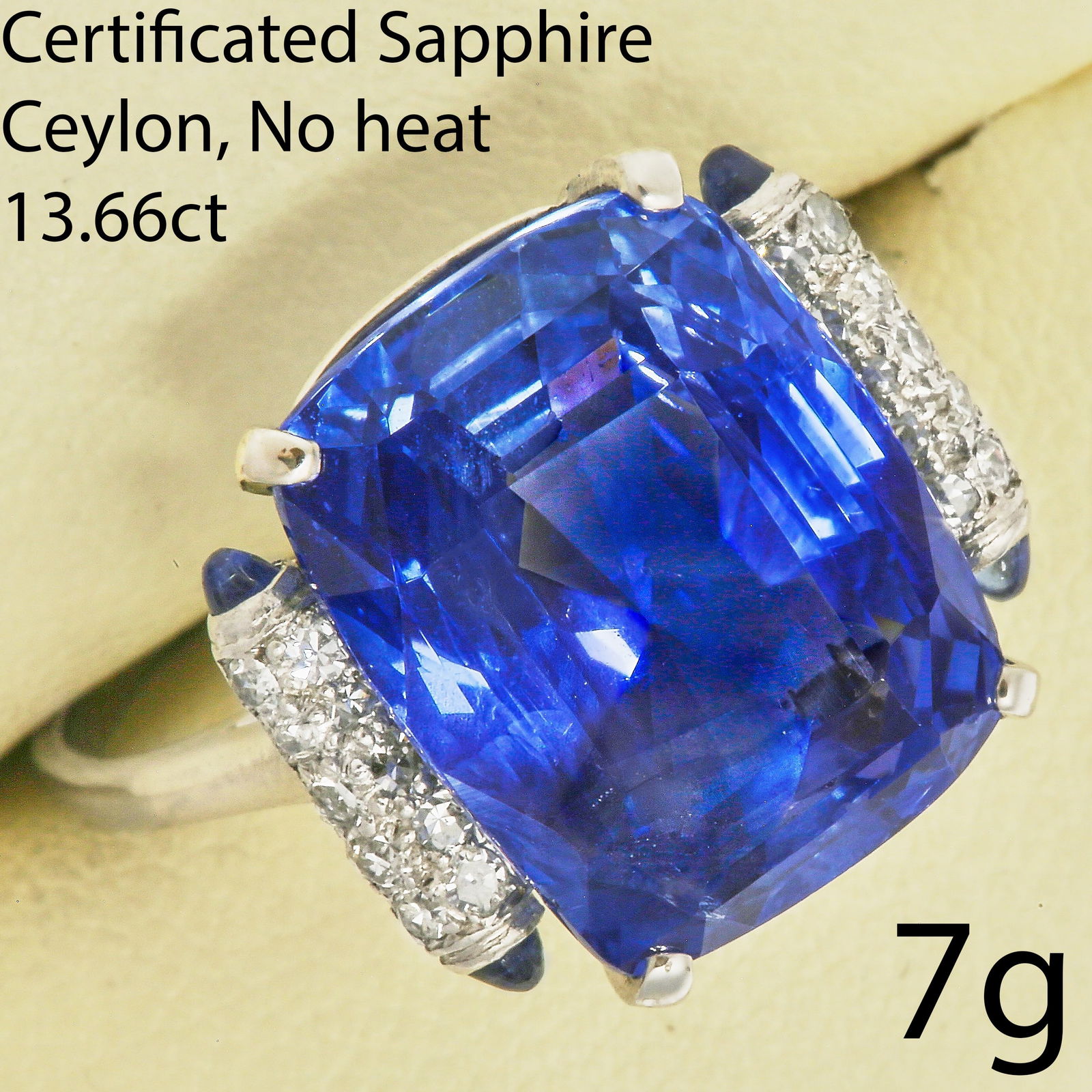MAGNIFICENT CERTIFICATED CEYLON NO HEAT ART DECO SAPPHIRE AND DIAMOND RING (1 of 1)