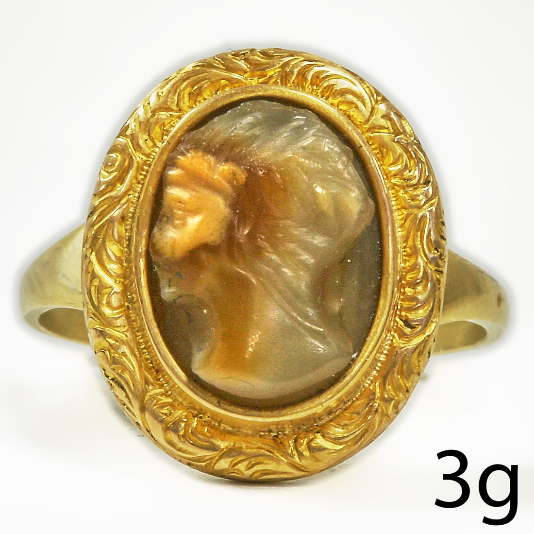HARDSTONE CARVED CAMEO RING (1 of 1)