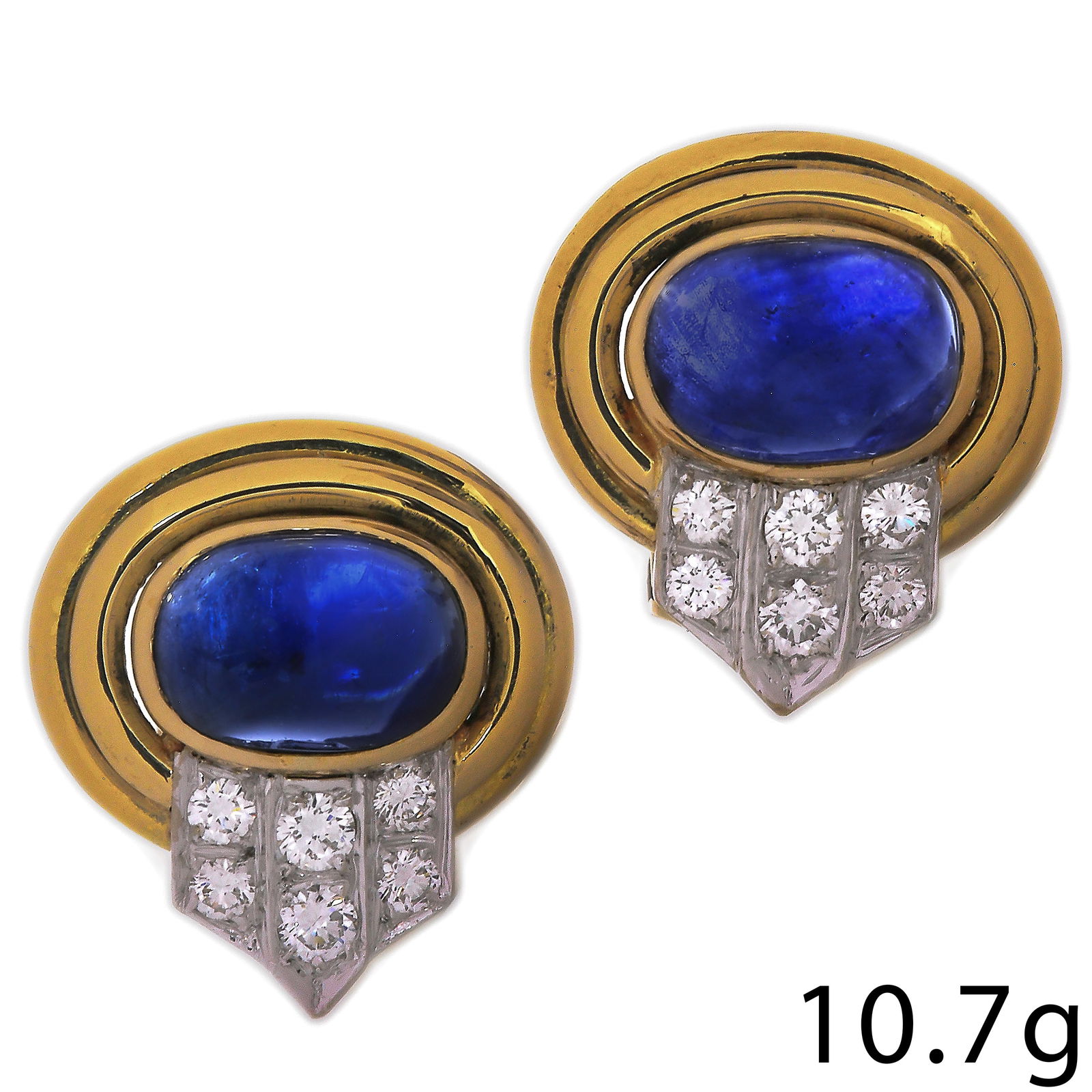VINTAGE SAPPHIRE AND DIAMOND EAR CLIPS (1 of 1)