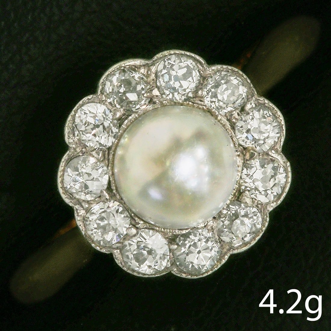PEARL AND DIAMOND CLUSTER RING (1 of 1)
