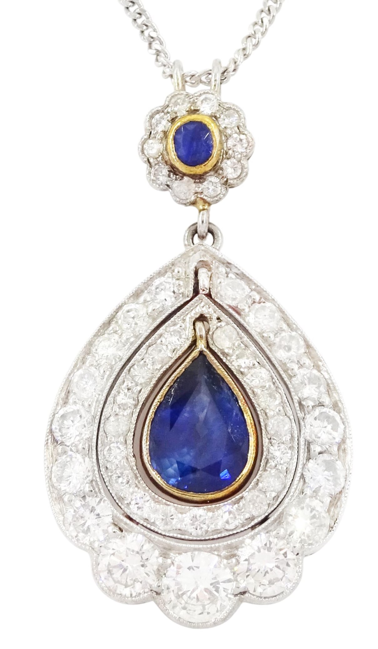 ELEGANT SAPPHIRE AND DIAMOND PENDANT NECKLACE (1 of 1)