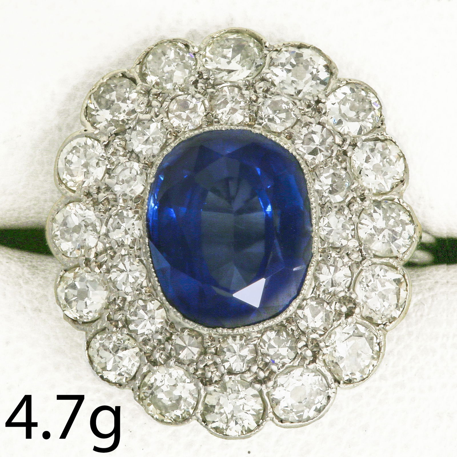 SAPPHIRE AND DIAMOND CLUSTER RING (1 of 1)