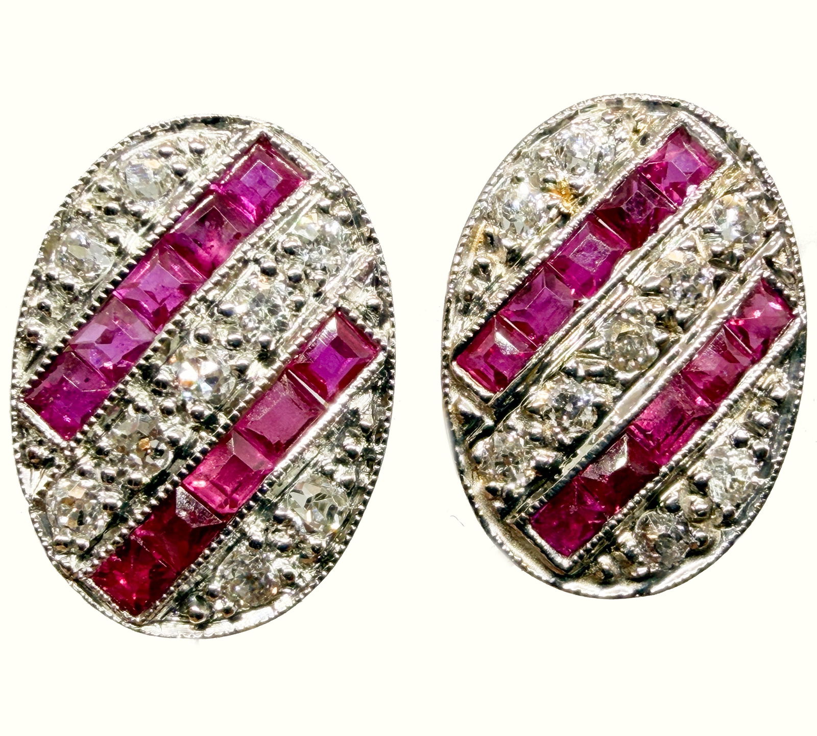 PAIR OF ART-DECO RUBY AND DIAMOND EARRINGS (1 of 1)