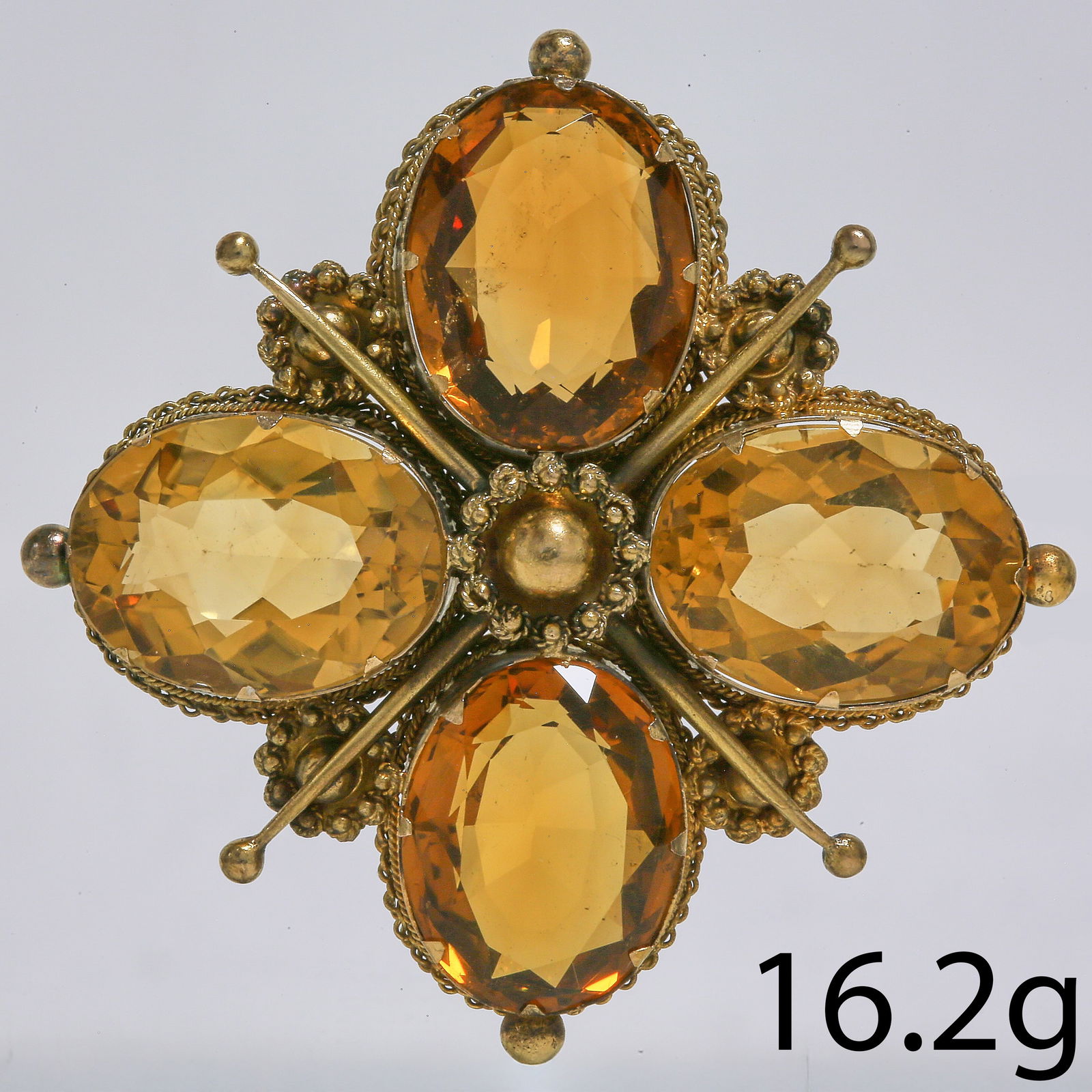 GOLD VICTORIAN CITRINE BROOCH (1 of 1)