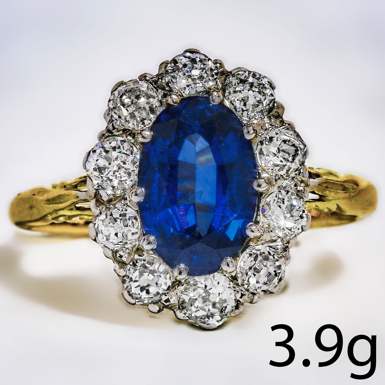 SAPPHIRE AND DIAMOND CLUSTER RING (1 of 1)