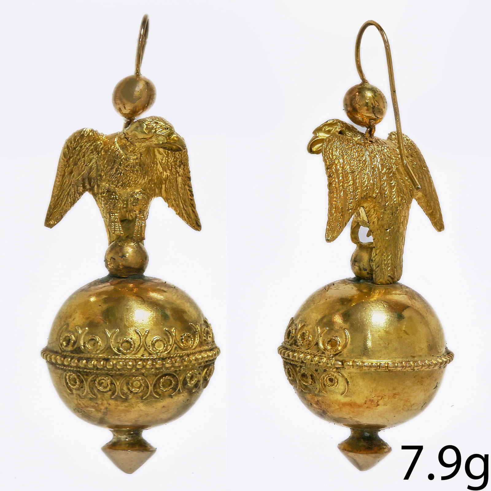 GOLD PAIR OF VICTORIAN EAGLE EARRINGS (1 of 1)