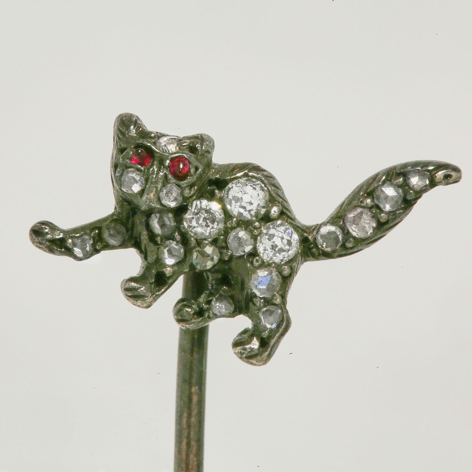 ANTIQUE DIAMOND CAT TIE PIN (1 of 1)