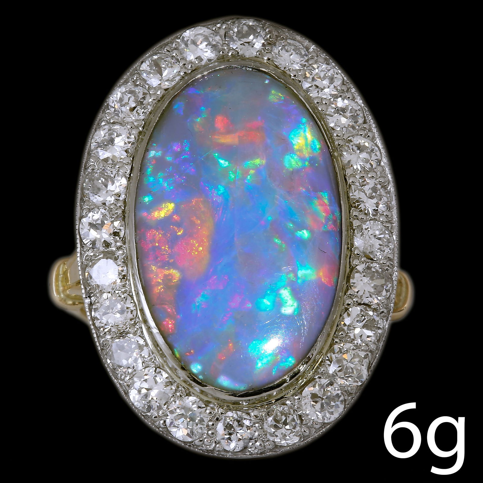 BLACK OPAL AND DIAMOND CLUSTER RING (1 of 1)