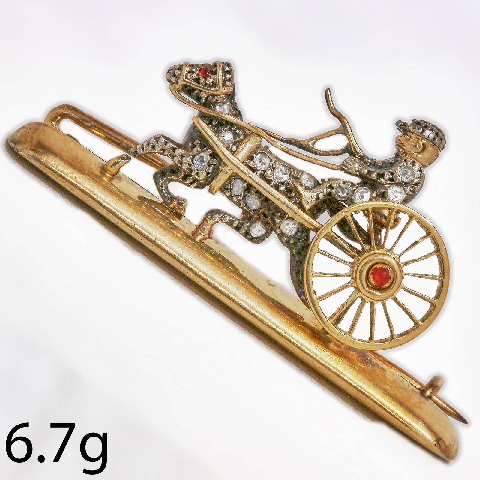 ANTIQUE DIAMOND HORSE AND CARRIAGE BROOCH (1 of 1)