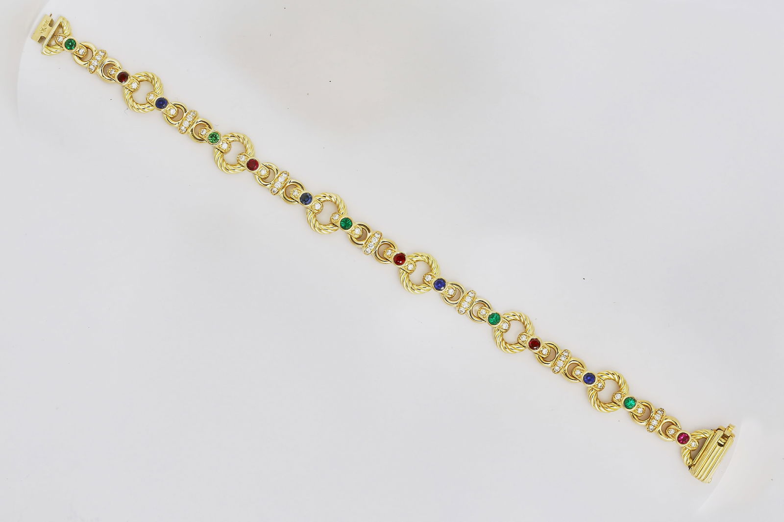 FINE DIAMOND, RUBY, SAPPHIRE AND EMERALD BRACELET (1 of 1)