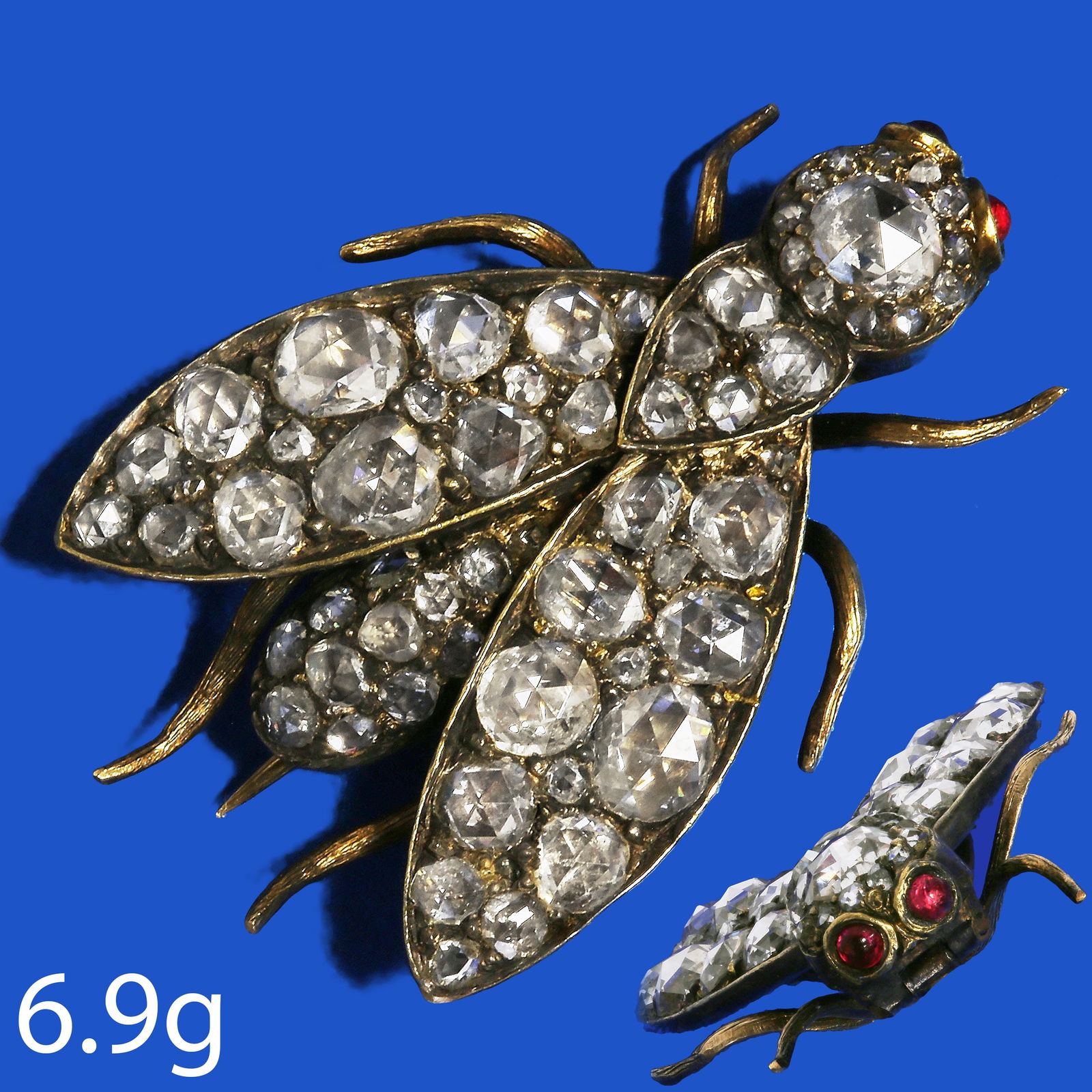 ANTIQUE DIAMOND AND RUBY FLY BROOCH (1 of 1)